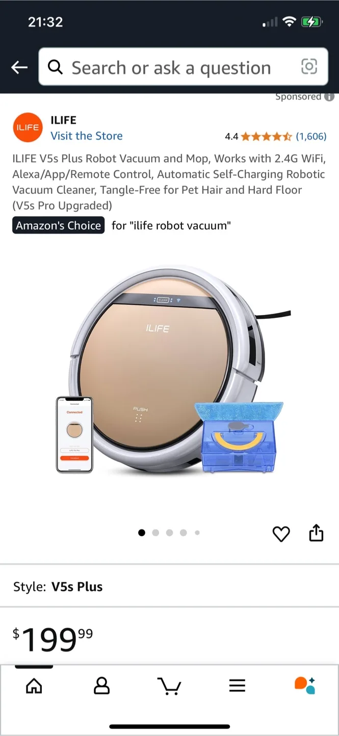 ILIFE V5s Pro Robot Vacuum and Mop Combo thumbnail