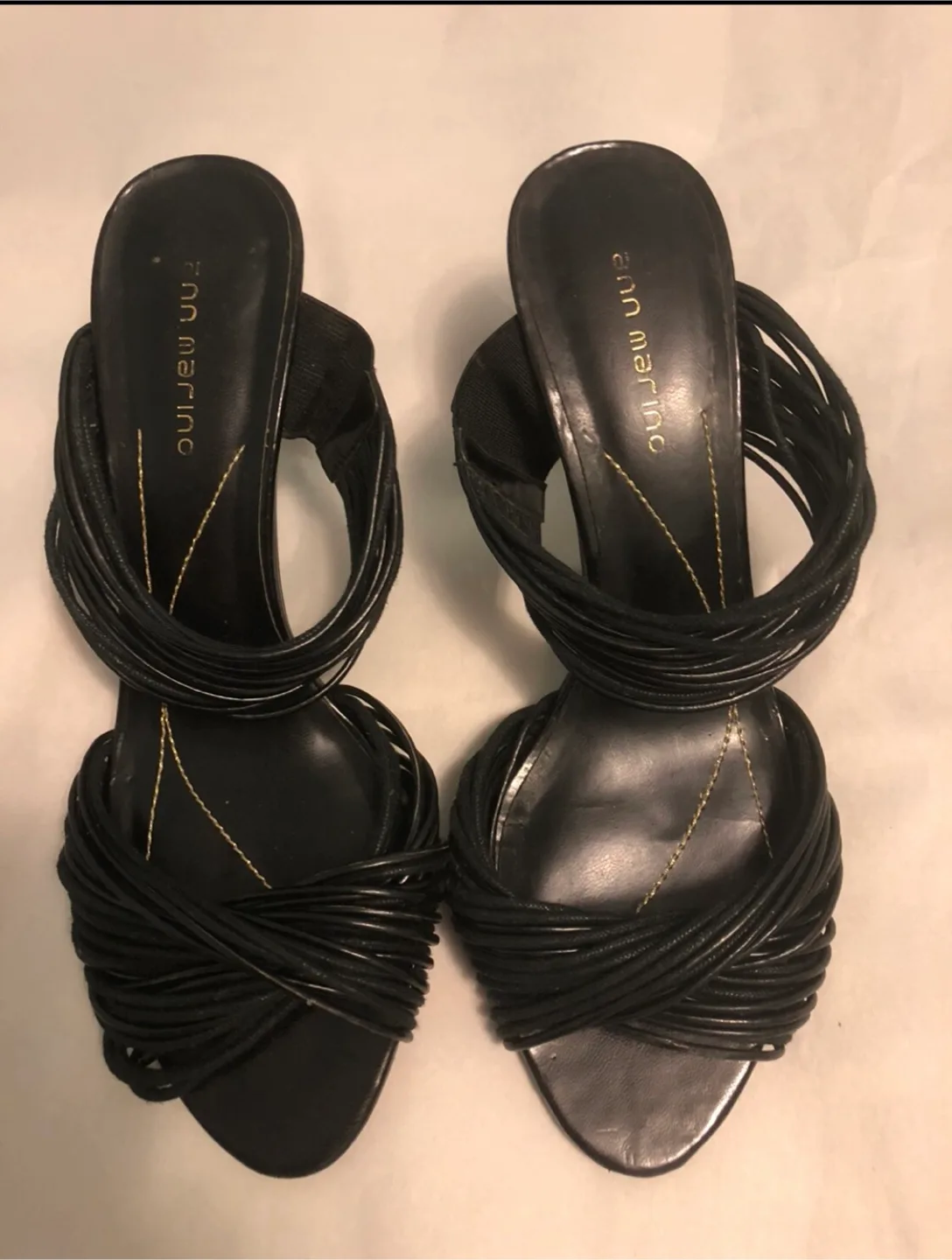 🧡Ann Marino Black Leather Heels - Size 8M thumbnail