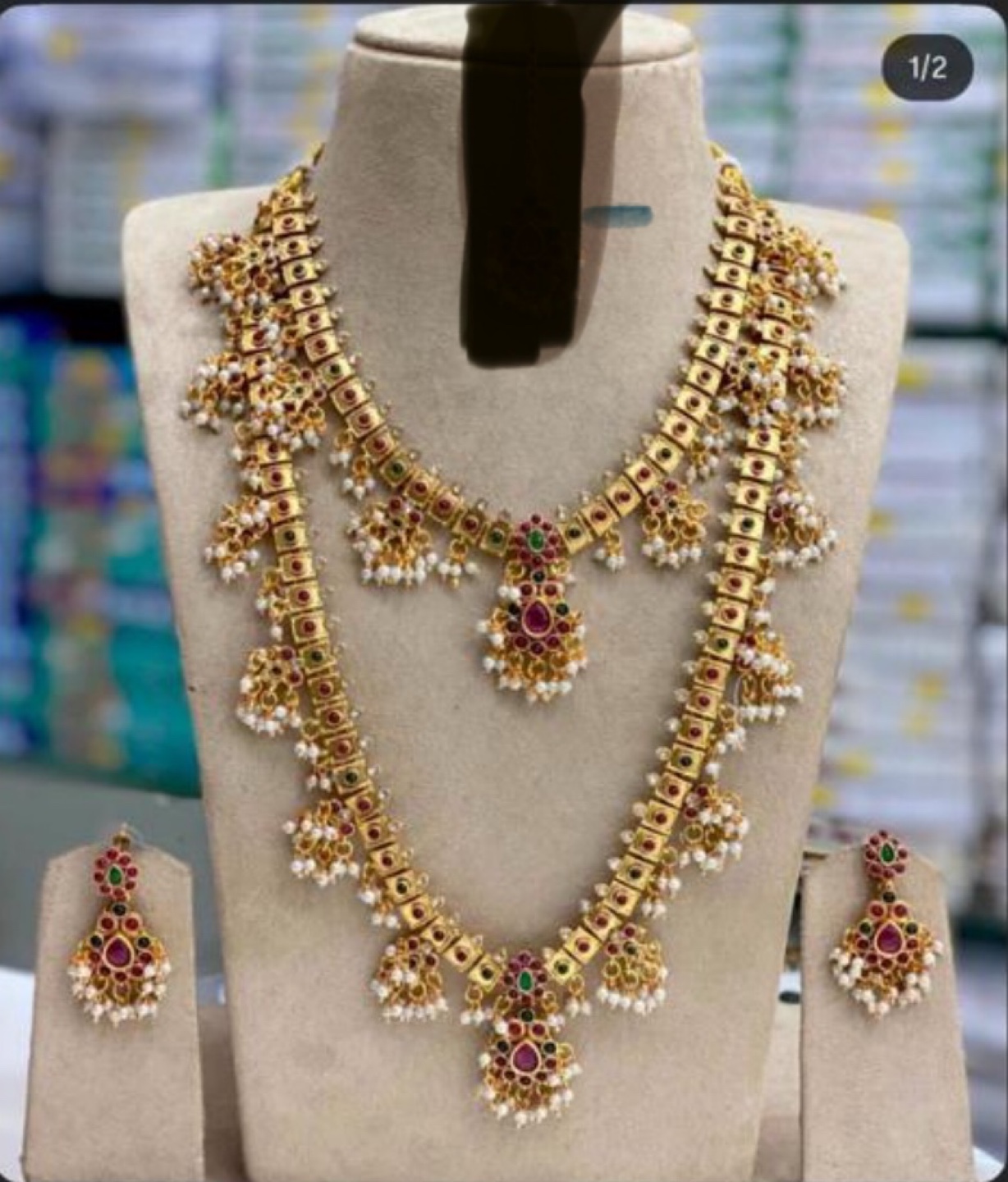 Gold-toned Necklace & Earrings Set