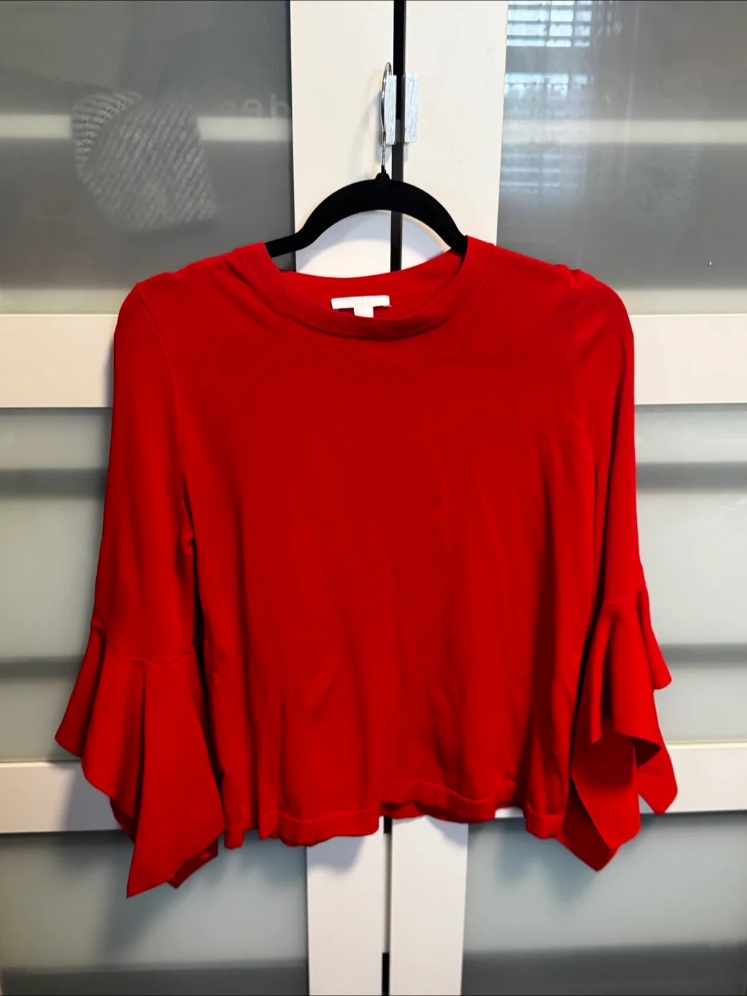 Red COS Flared Sleeve Knit Top - Size Small thumbnail