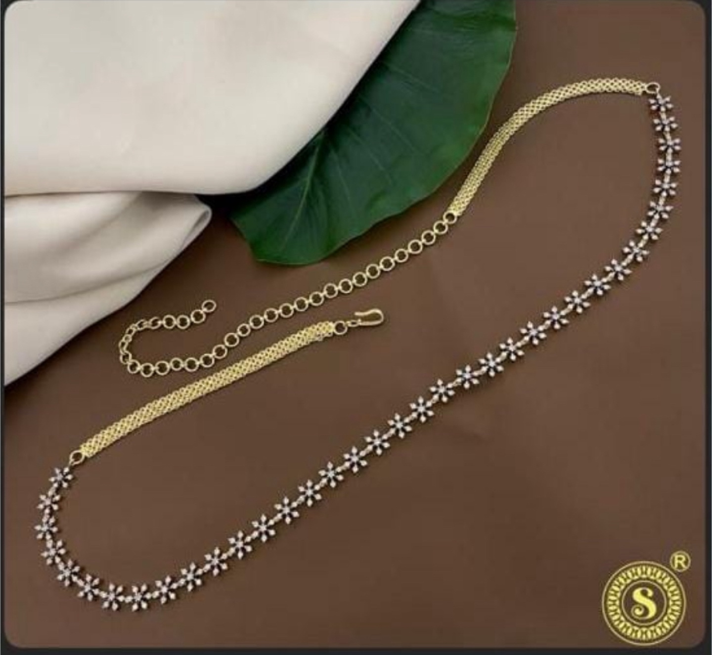 Gold & White Flower Design Belt
