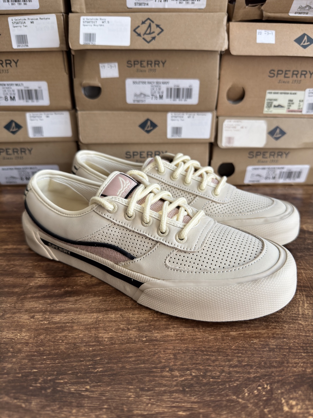 Sperry Soletide Prem Ivory Multi Sneakers - Size 8M