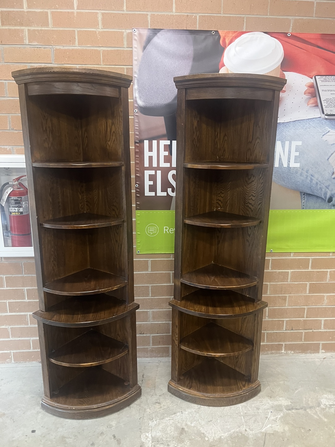 Corner Wooden Shelves - Dark Brown