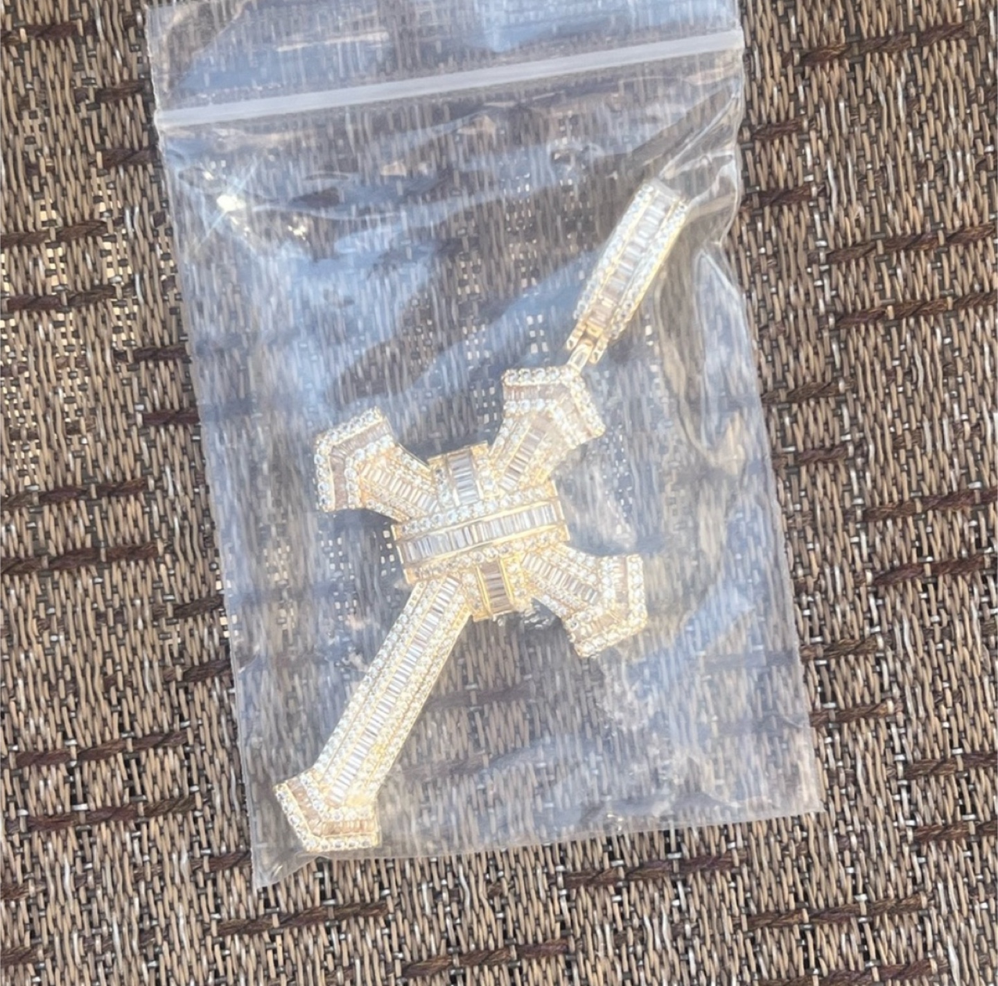 925 3Ct Cross Pendant Lab Diamond 14kt Yellow Gold Plated - photo 4