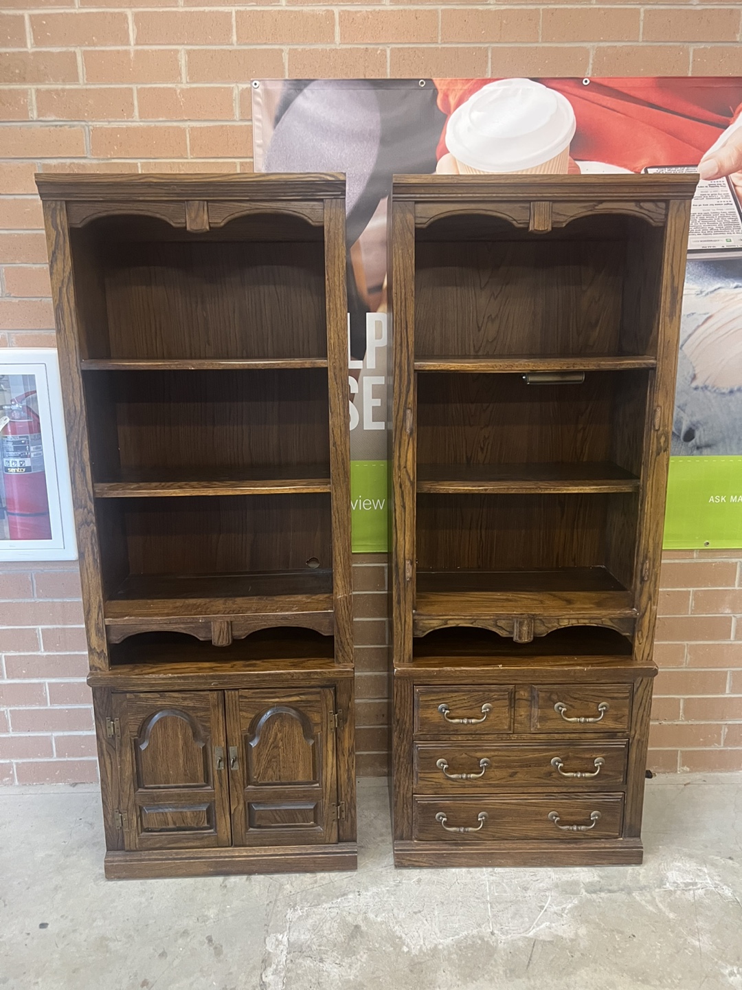 Matching Wooden Bookcases - Set of 2