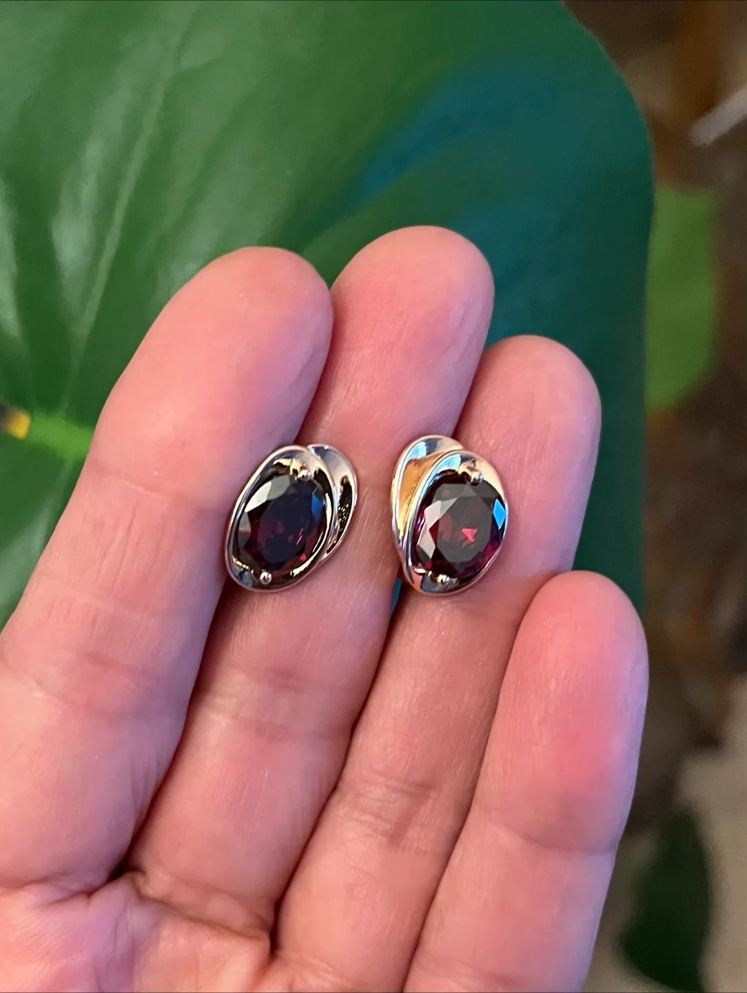 Garnet inspired Gold plated Earrings thumbnail