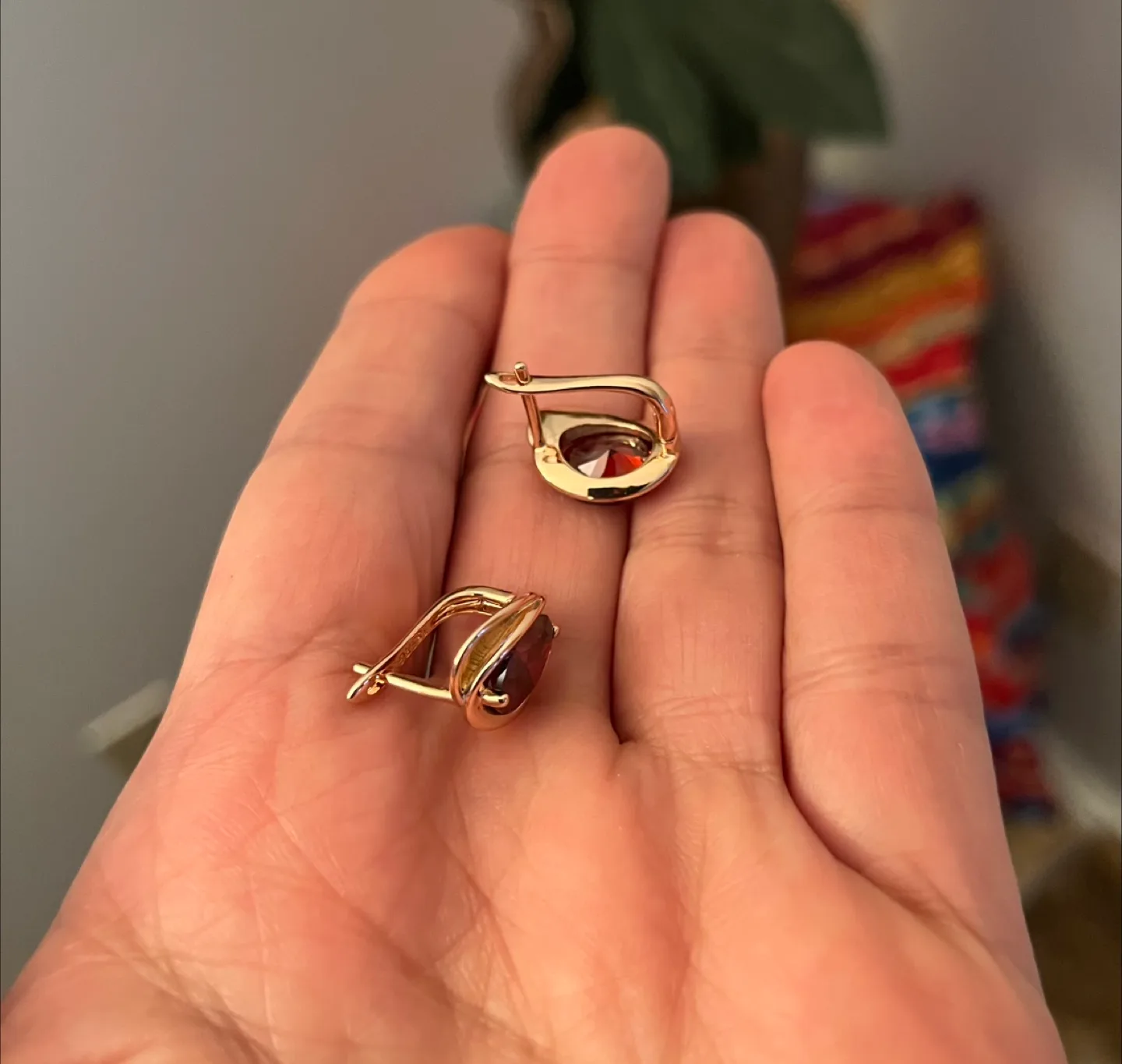 Garnet inspired Gold plated Earrings image indicator(2)