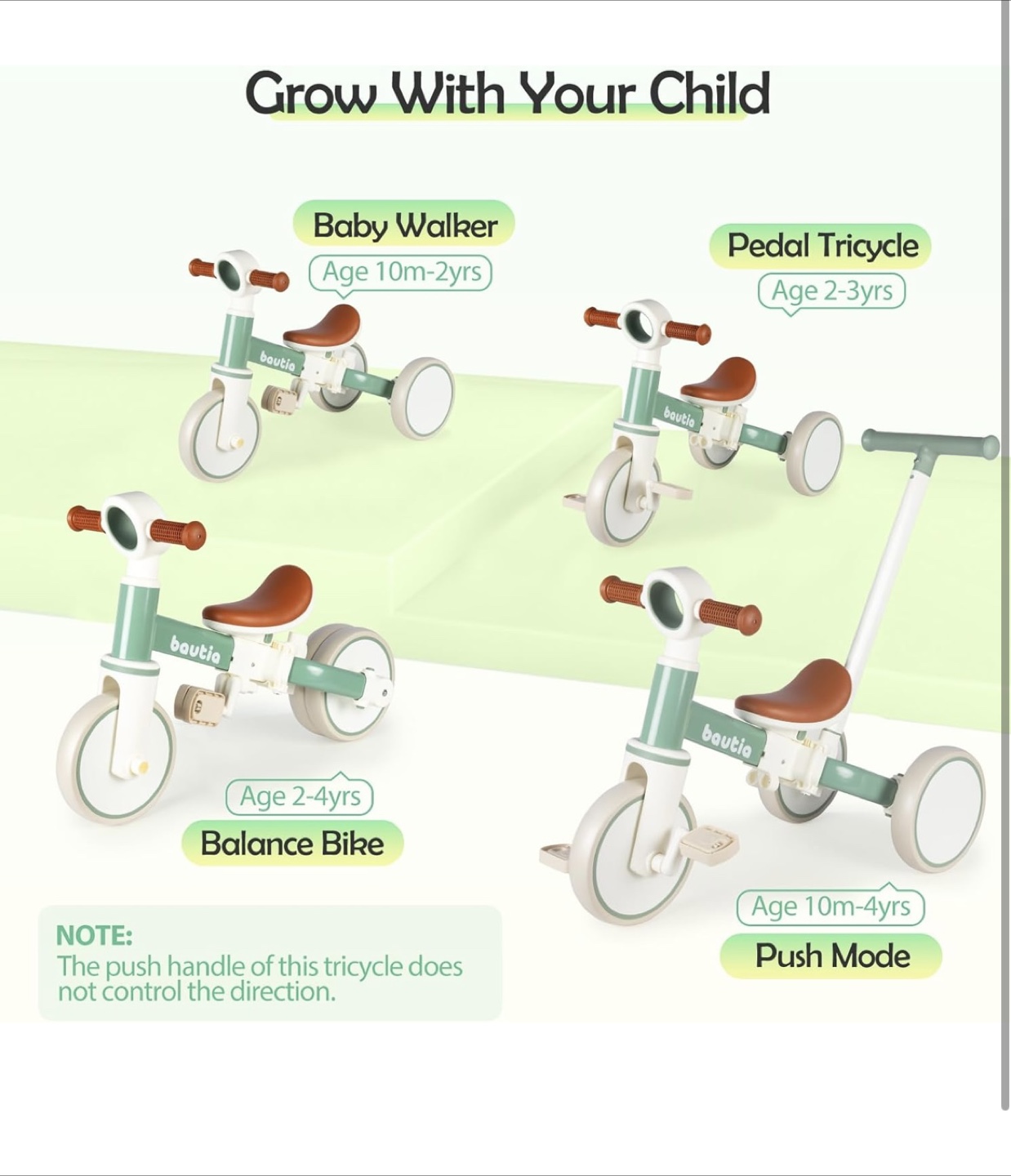 Bautia 4-in-1 Kids Tricycle/Balance Bike - photo 3