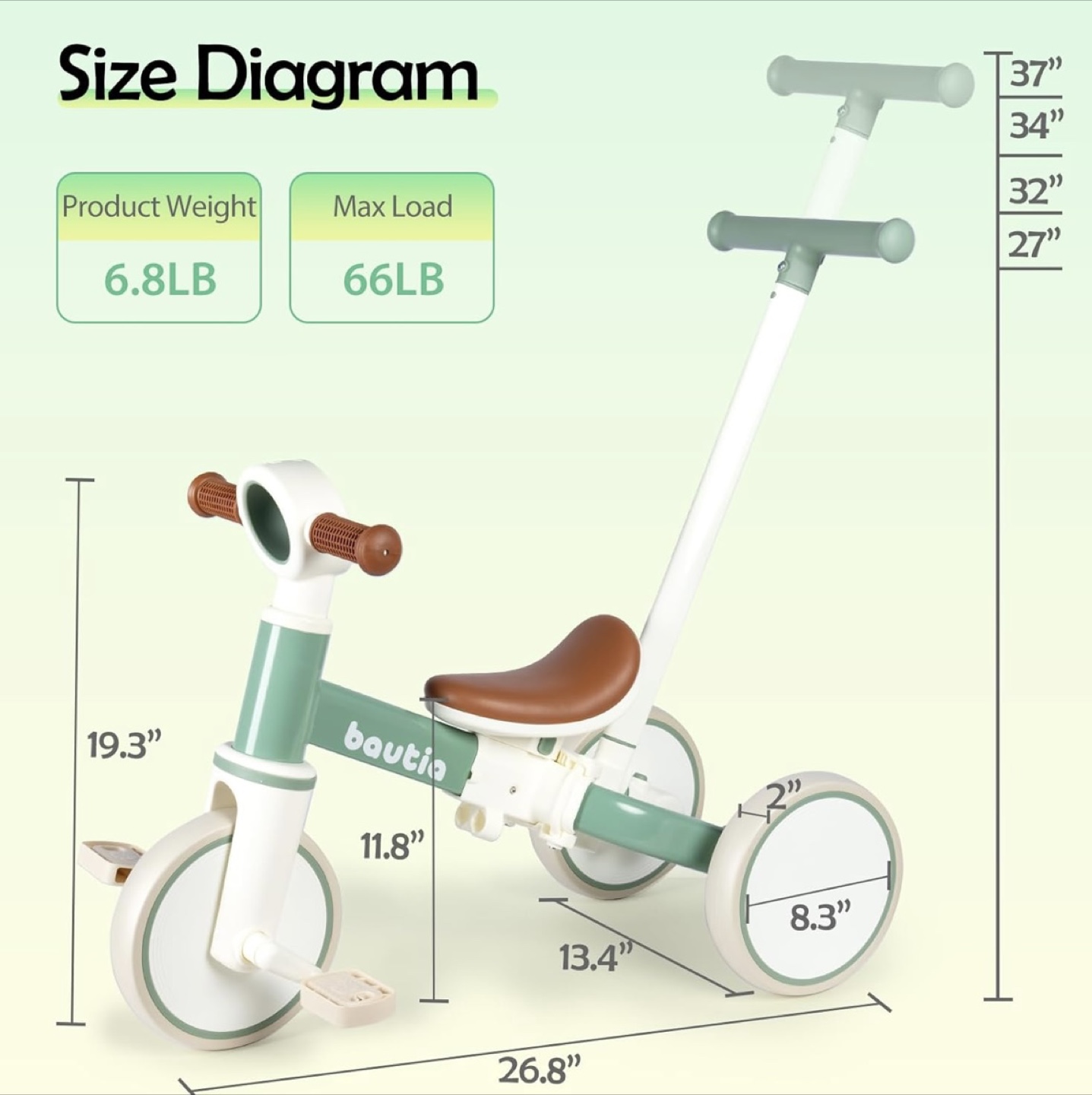 Bautia 4-in-1 Kids Tricycle/Balance Bike - photo 2
