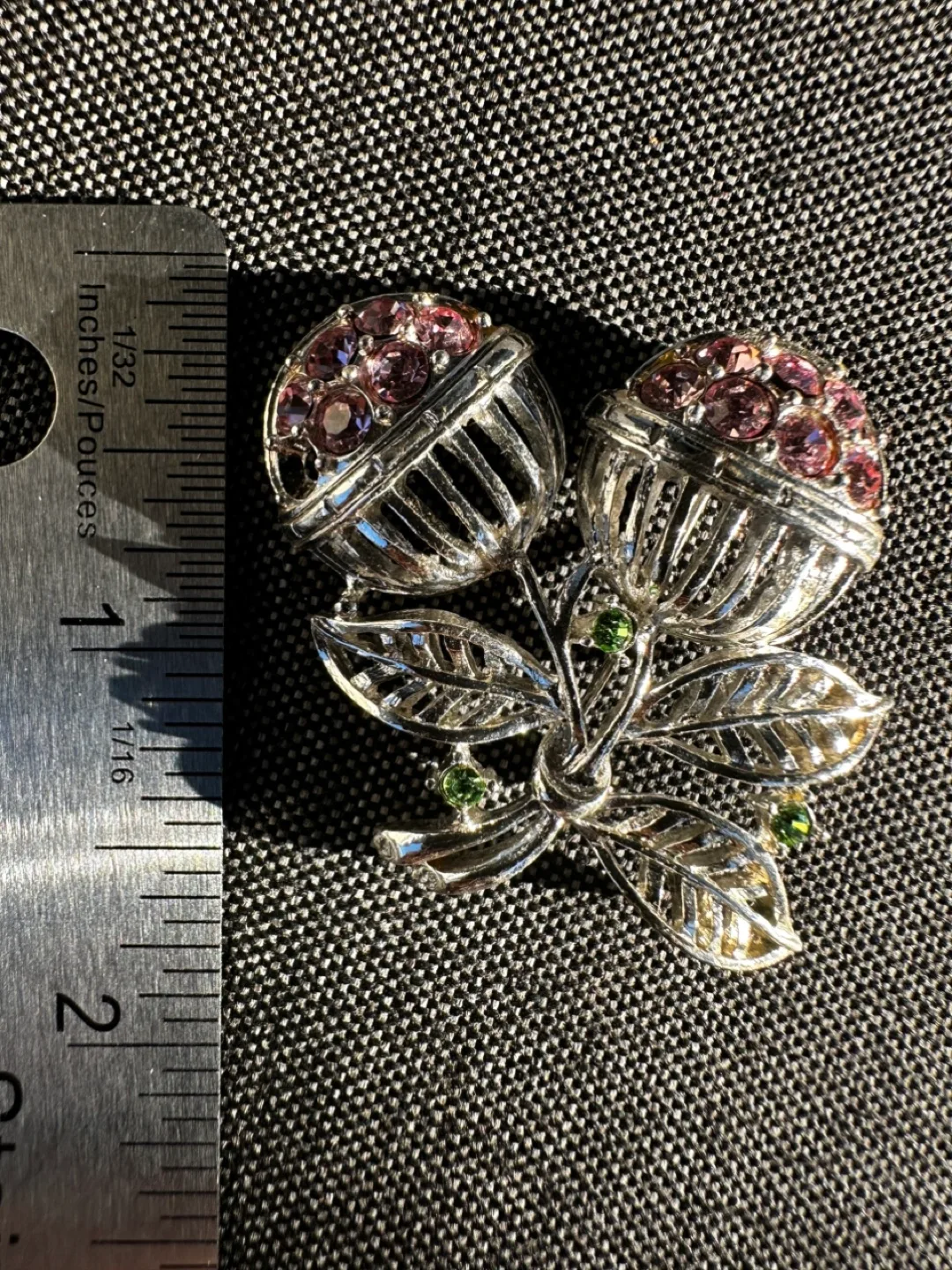 Vintage Floral Brooch with Rhinestones image indicator(2)