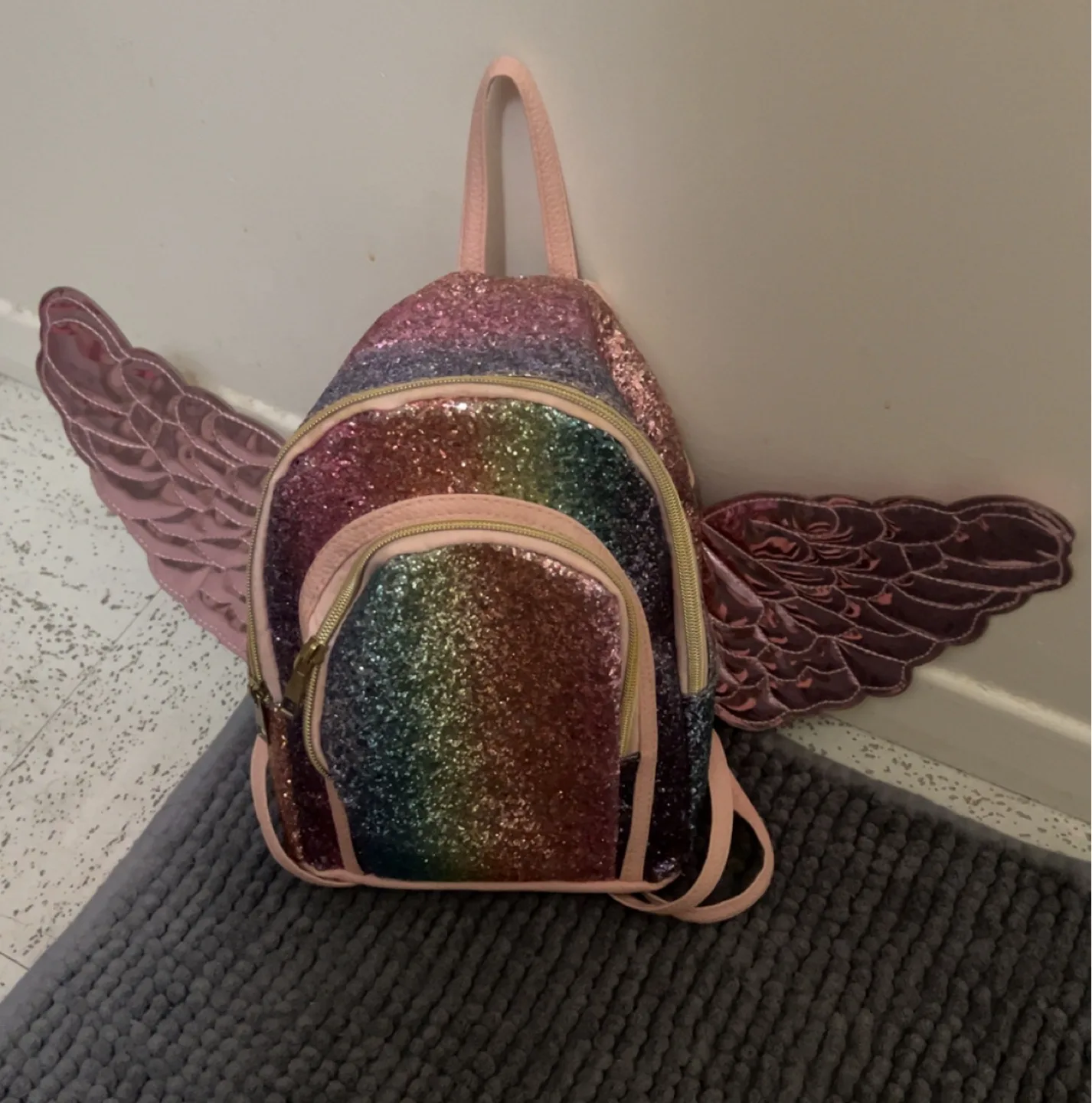 Rainbow Glitter Winged Backpack thumbnail