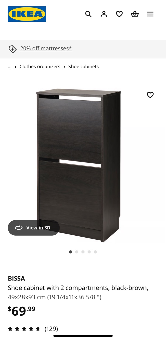 Two Matching IKEA Bissa Shoe Cabinets in Black-Brown