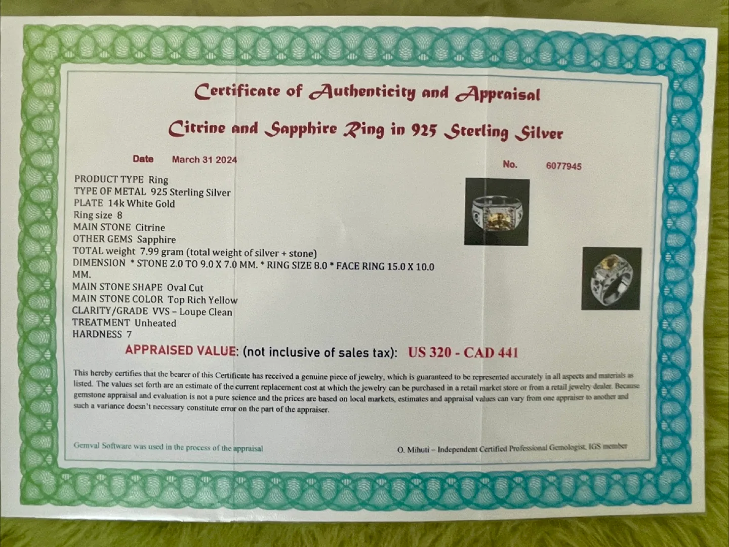 Citrine & Sapphire Ring image indicator(5)