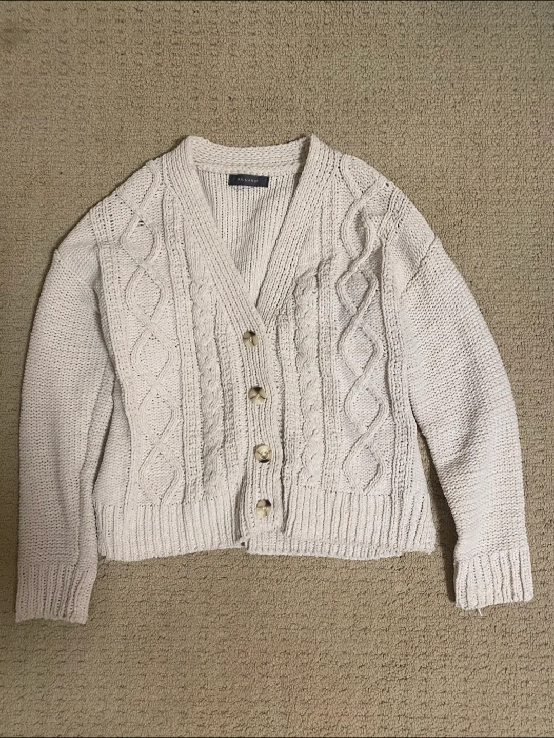 Primark Cream Cable Knit Cardigan thumbnail