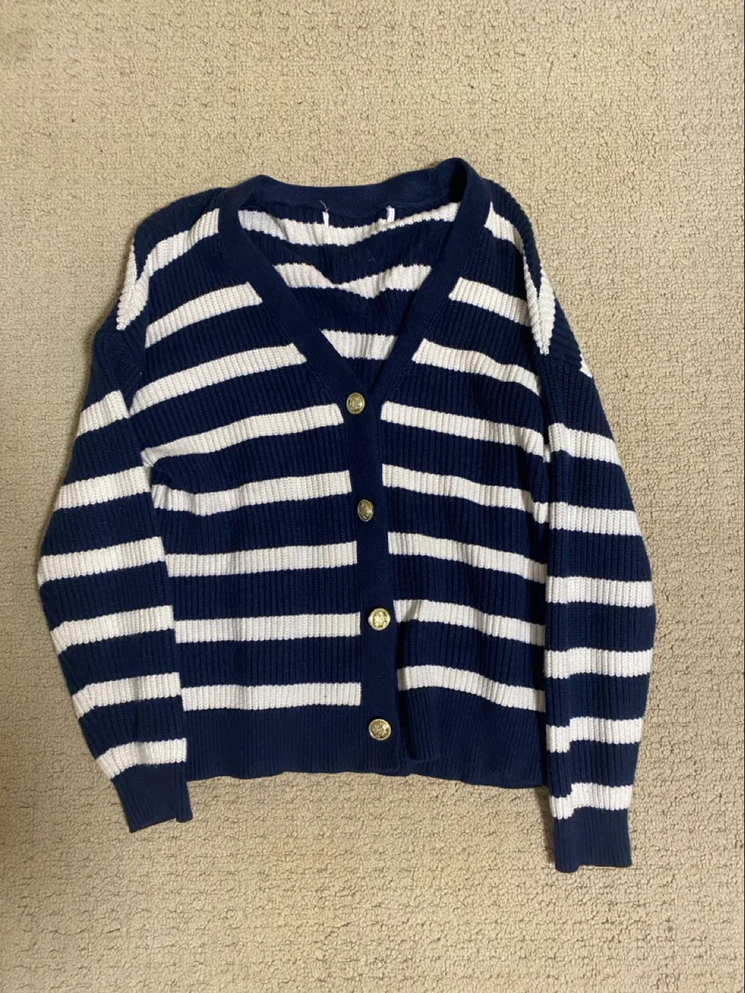 Striped Navy and White Cardigan image indicator(2)