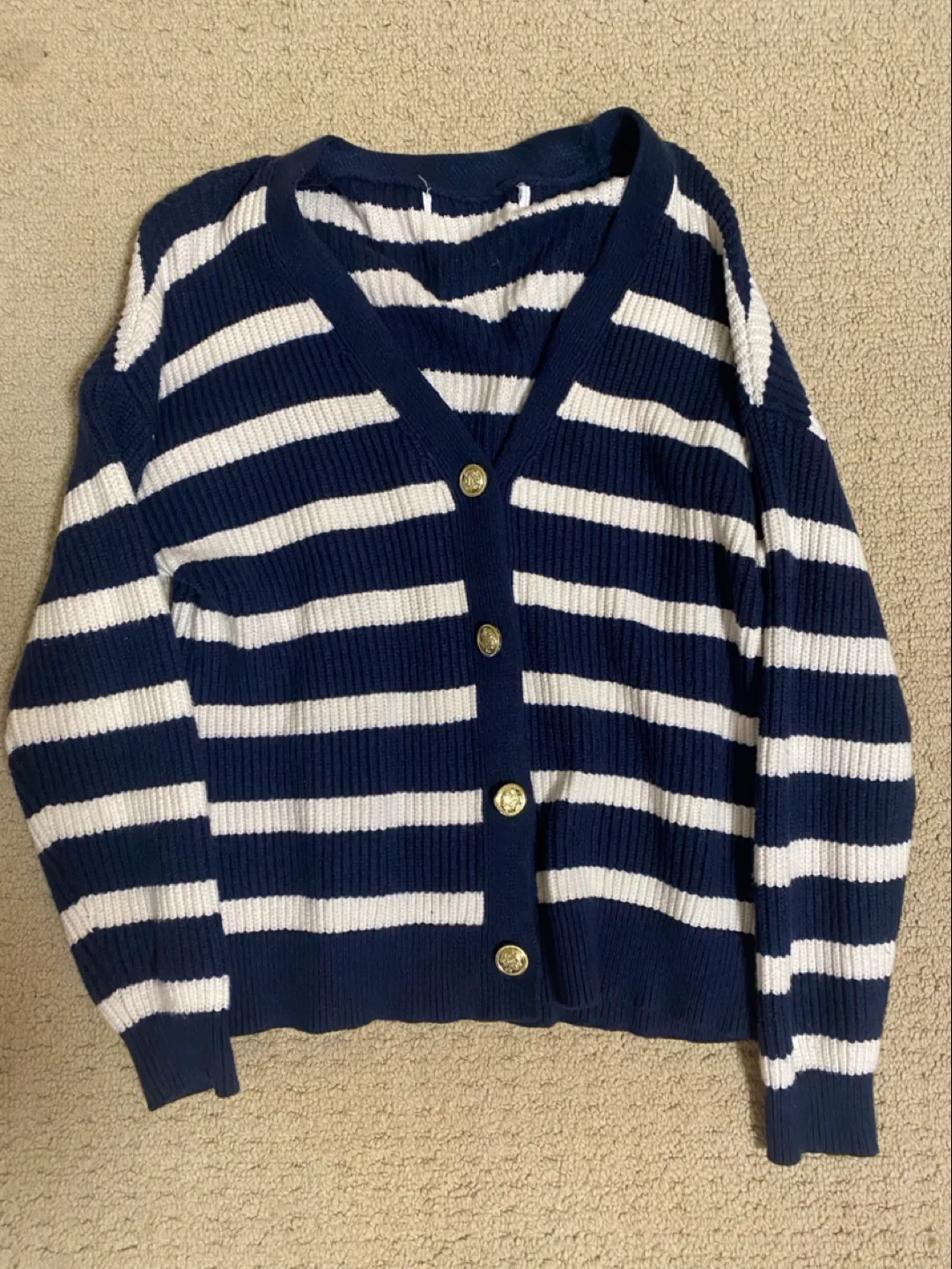 Striped Navy and White Cardigan image indicator(3)