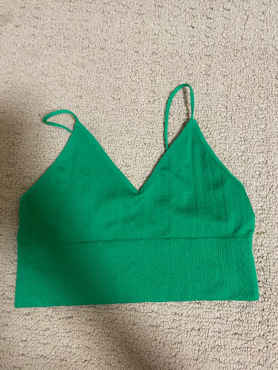 Green Knit Crop Top thumbnail
