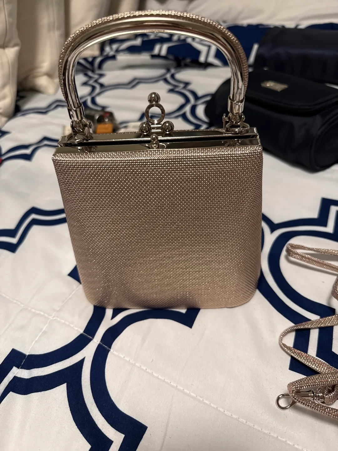 2 Tone Evening Bag with Handle & Chain