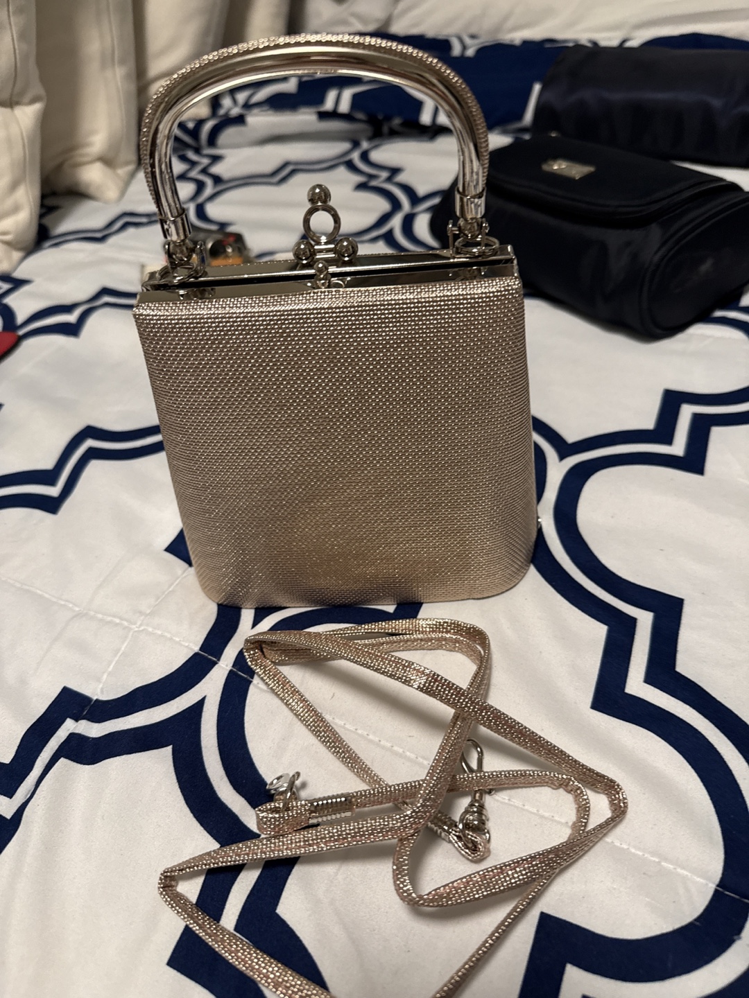 2 Tone Evening Bag with Handle & Chain - photo 2