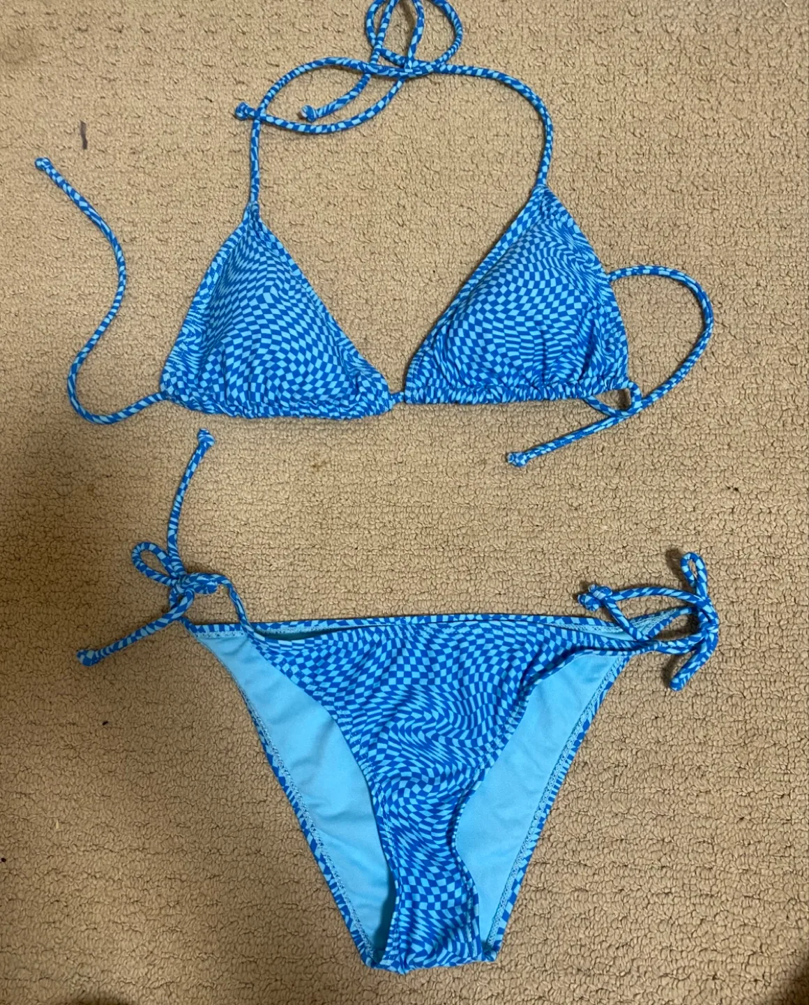 Blue Checkered Bikini Set - Size M thumbnail