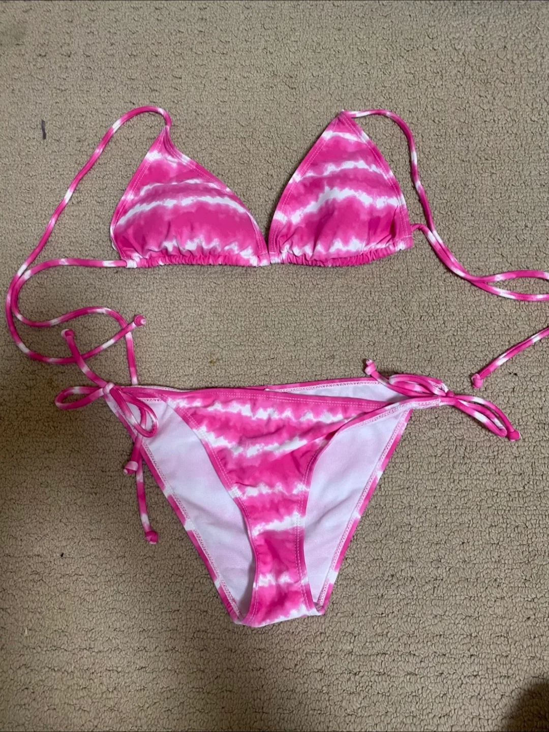 Pink & White Tie-Dye Bikini Set - Size S image indicator(2)