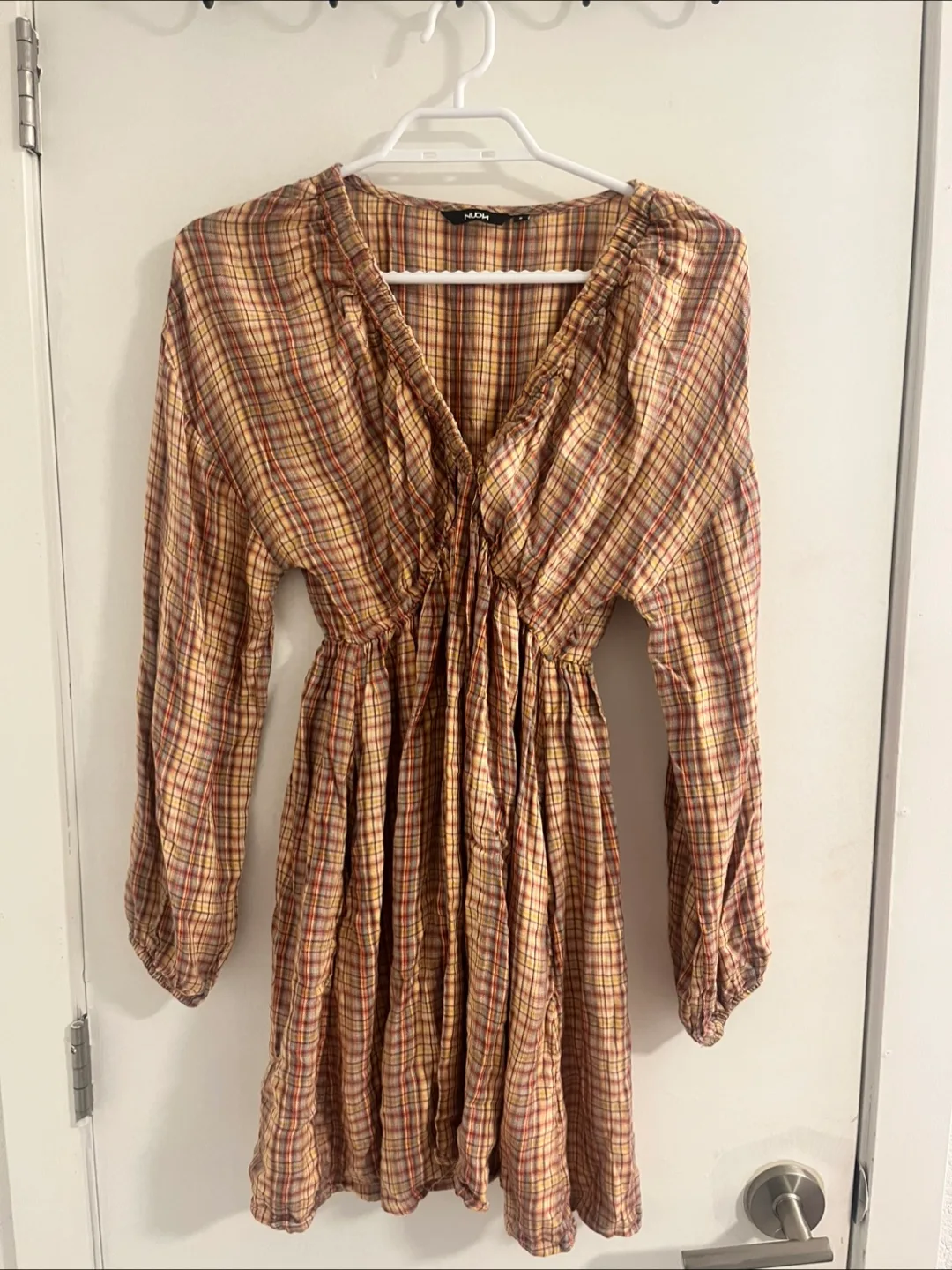Lion Plaid Long Sleeve Dress - Size S thumbnail