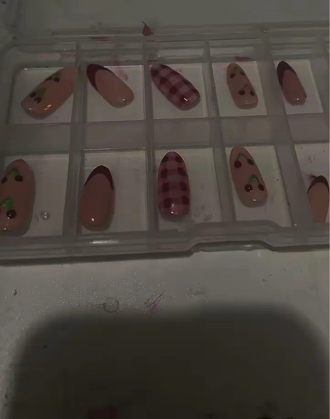 Press on Nails - Cherry & Plaid Design thumbnail