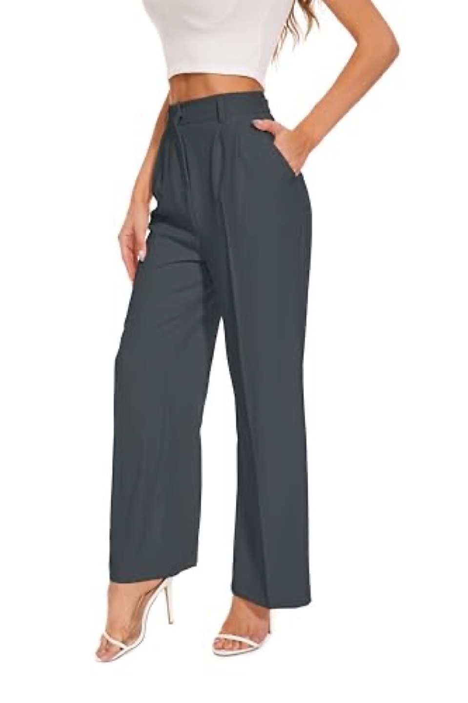 New casual Wide Leg Pants -Dark Grey-Large - photo 2