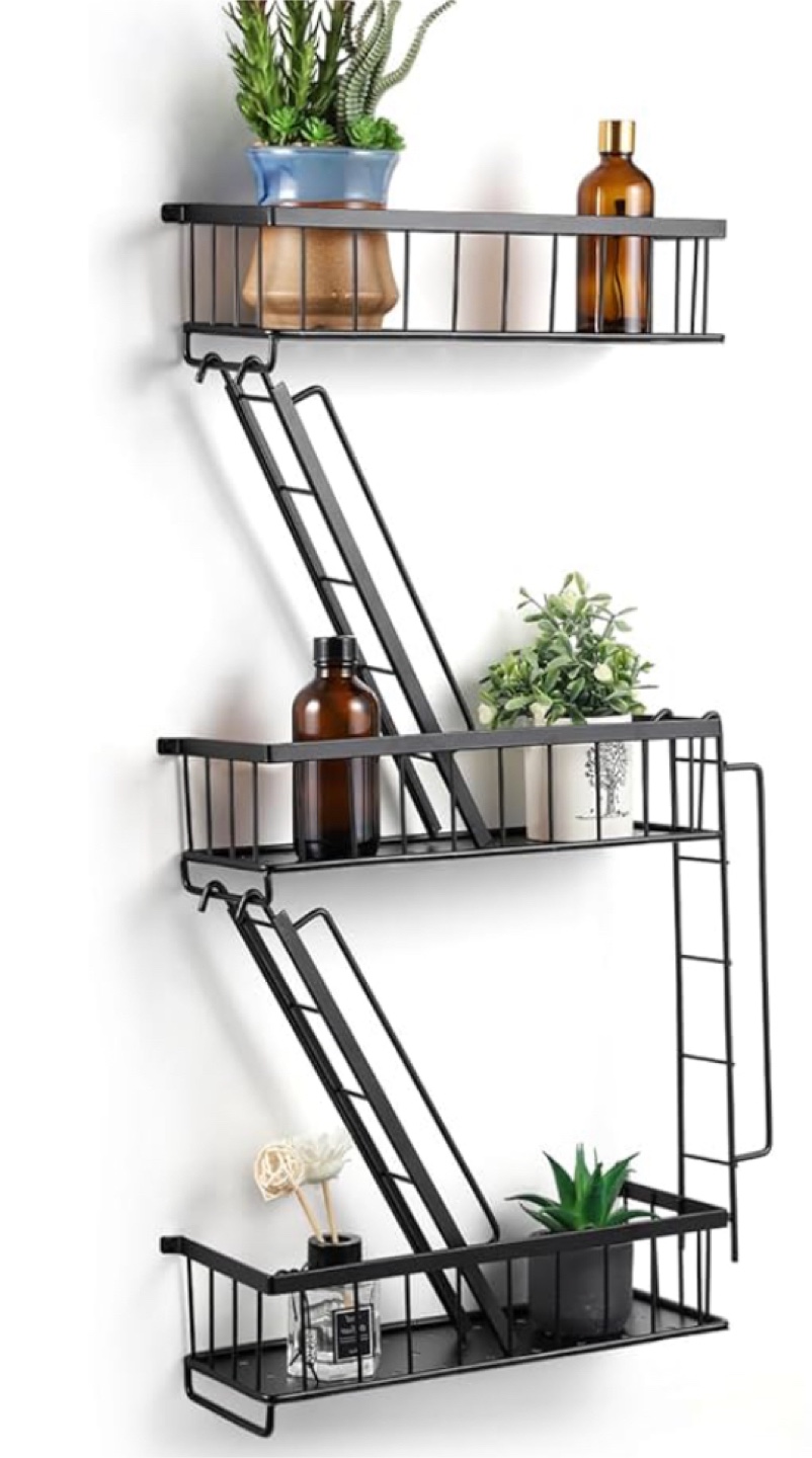 Black Metal Wire Wall Shelf