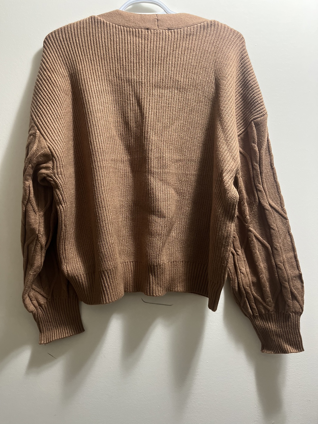 Mexx Womens Cable Cardigan Sweater, Lt Camel Sz XL - photo 3