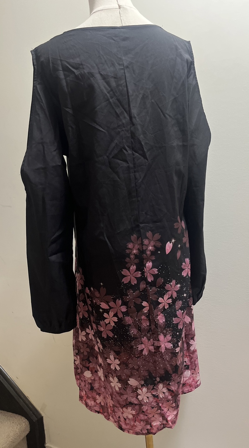 Cherry blossom print cold shoulder dress sz L - photo 2