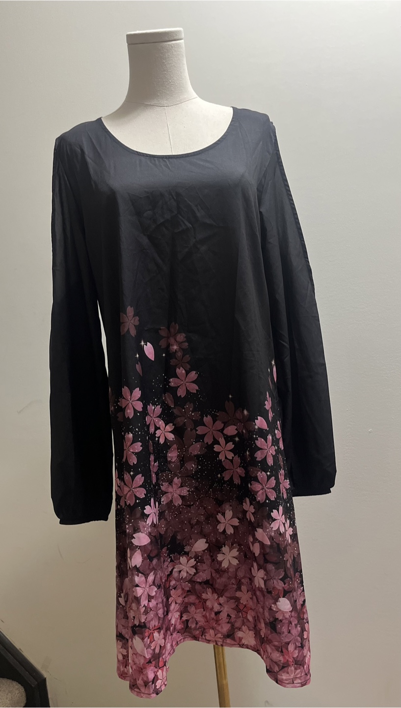 Cherry blossom print cold shoulder dress sz L