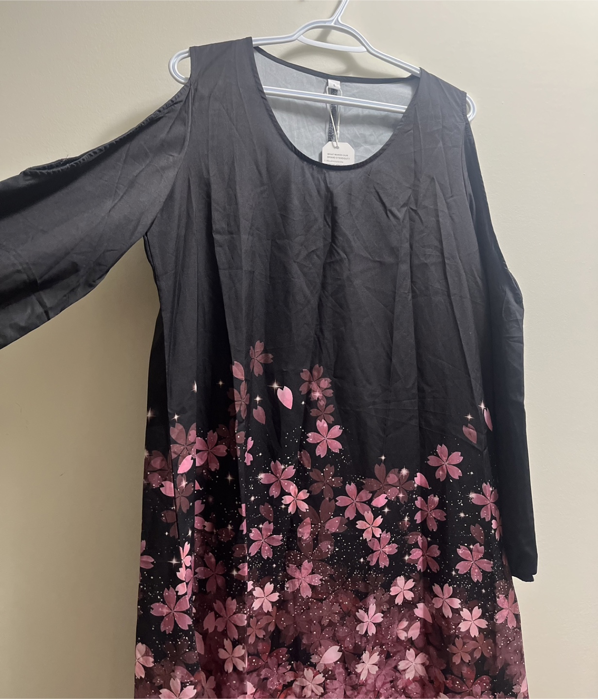 Cherry blossom print cold shoulder dress sz L - photo 4
