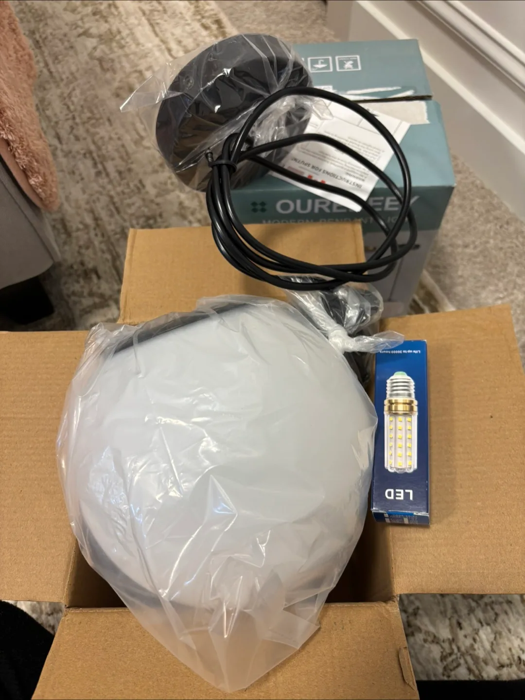 Ouredeey Modern Pendant Light - New in Box - Set of 2 image indicator(2)