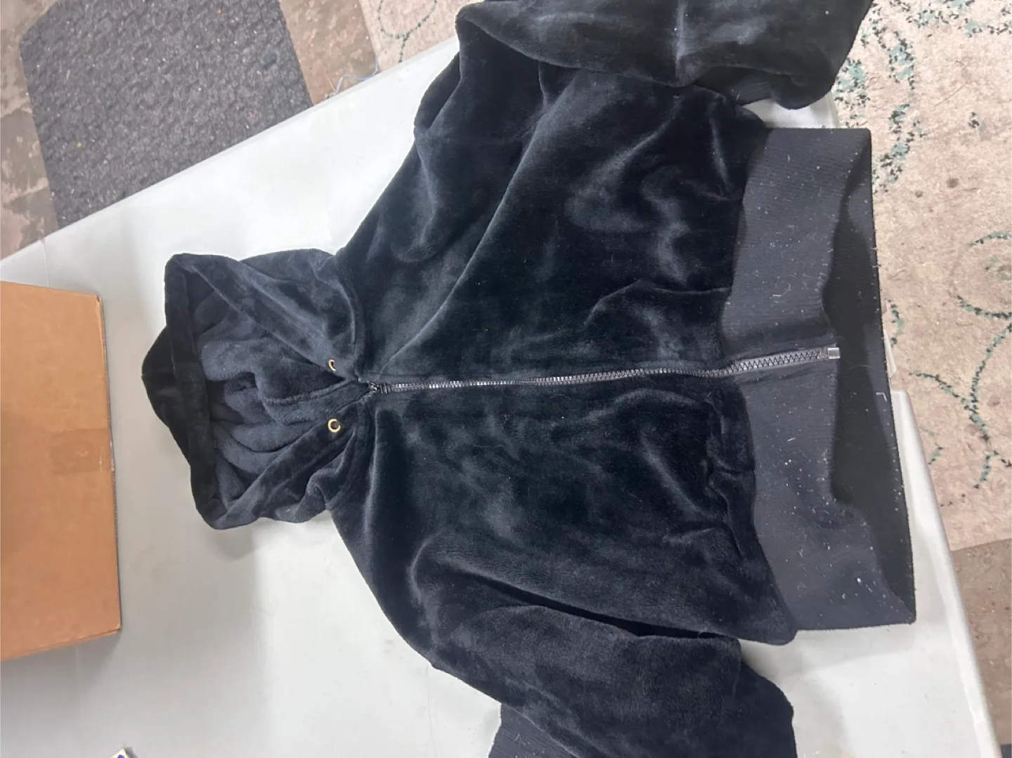 fluffy black zip up thumbnail