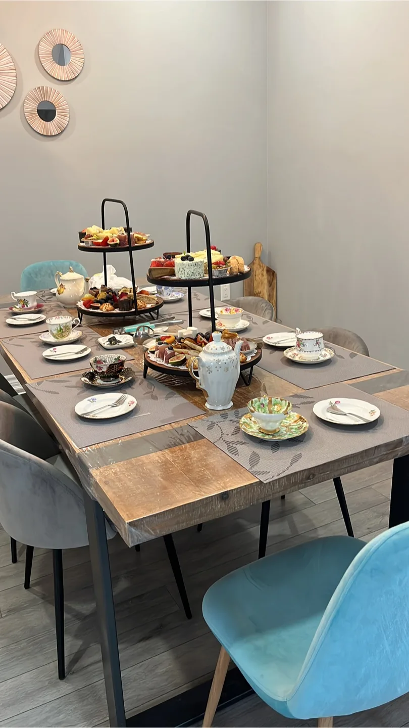 Wood Dining Table with Metal Legs image indicator(2)