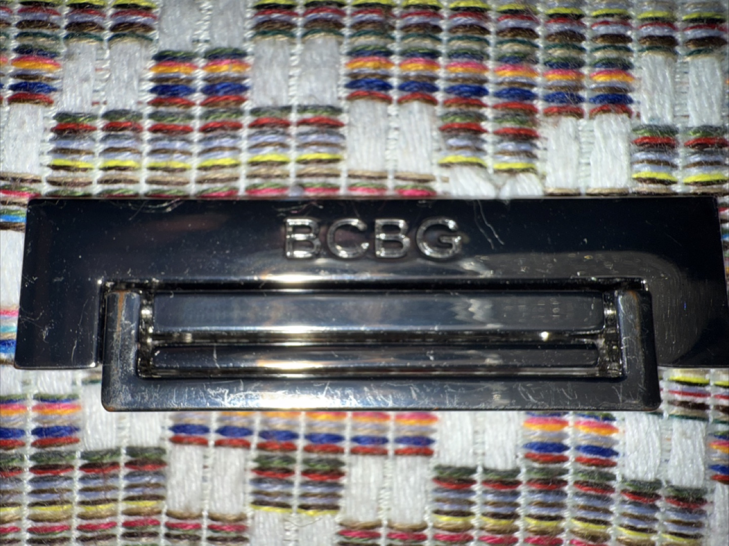 BCBG Multicolor Woven Clutch with Chain - photo 4