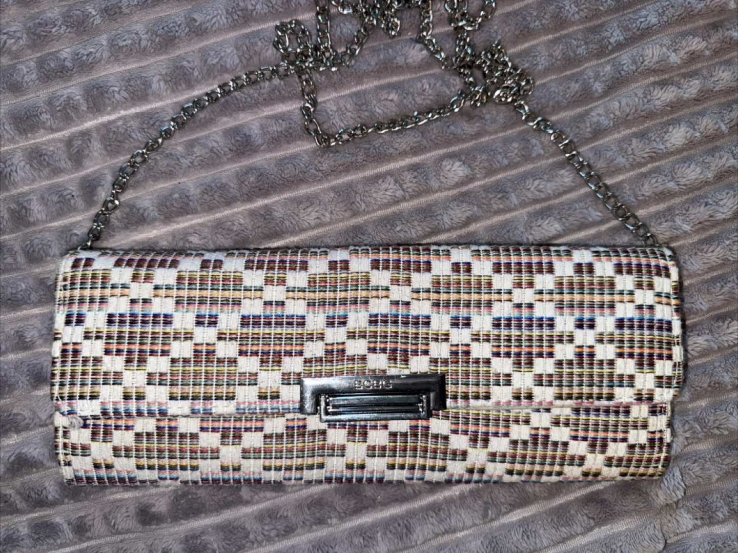 BCBG Multicolor Woven Clutch with Chain - photo 2
