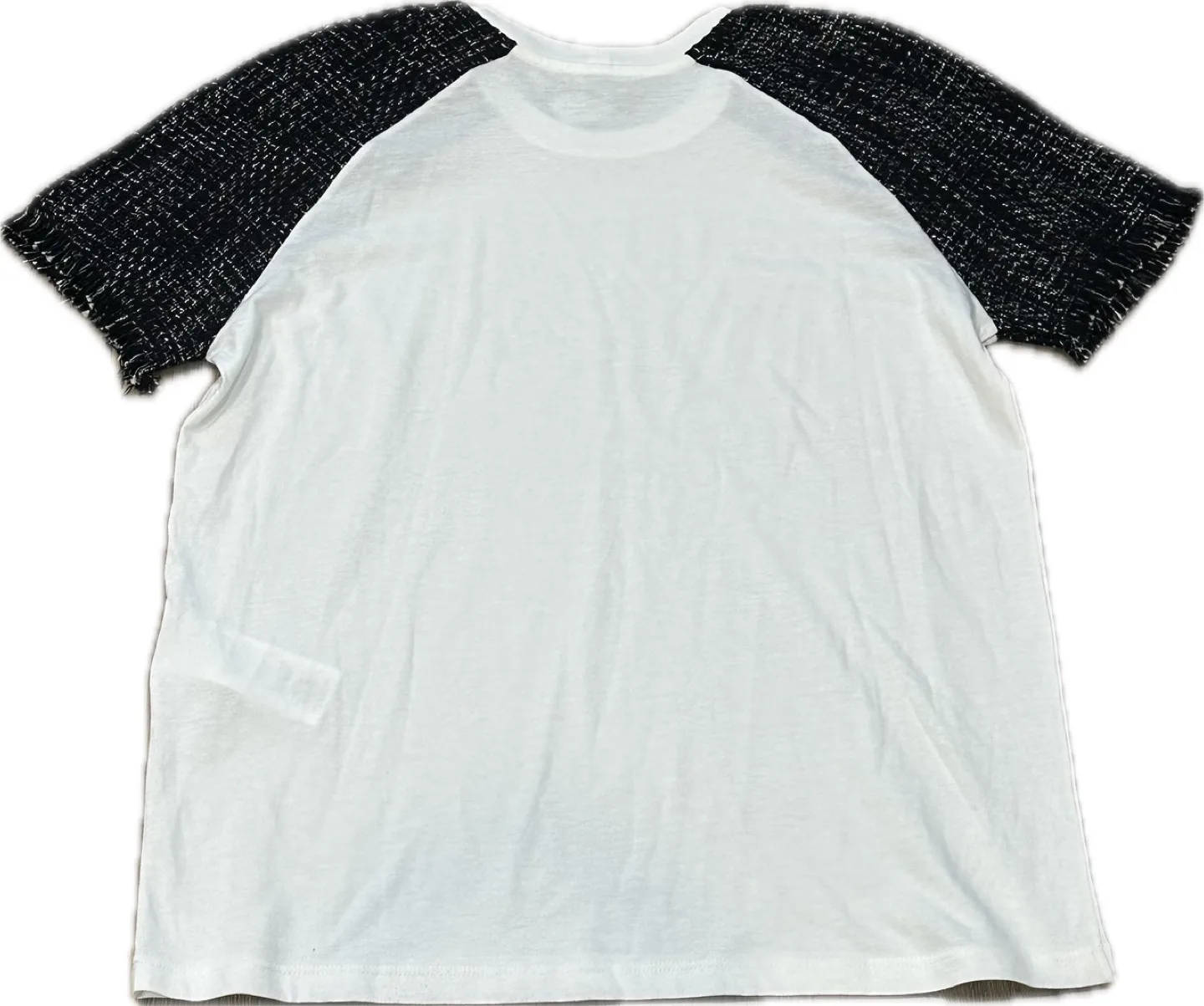 Maje Tiacome Tweed-Trim Semi-Sheer Woven T-Shirt image indicator(6)