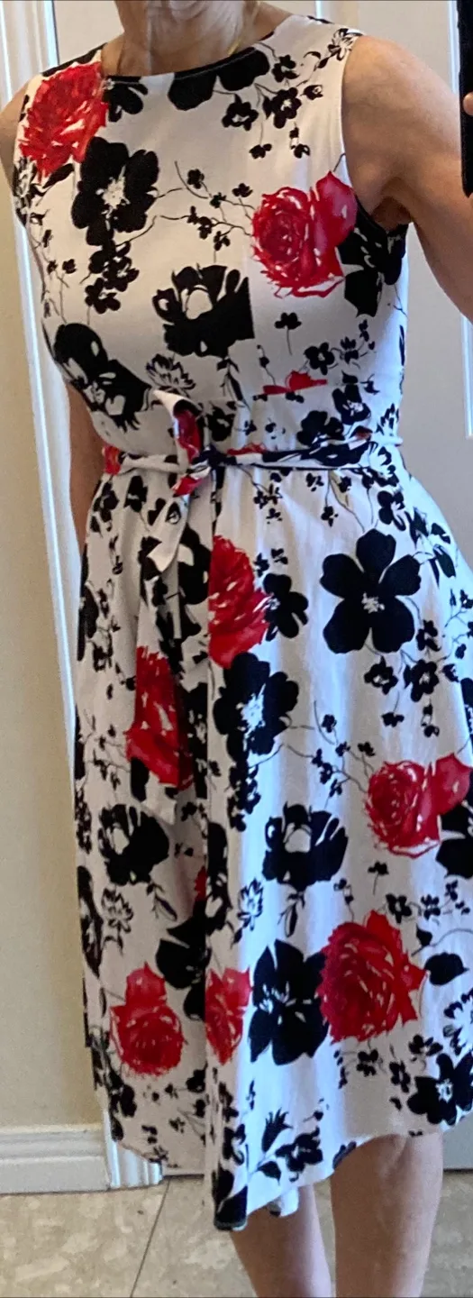 ✨Floral Sleeveless Dress - Red, Black, White image indicator(3)