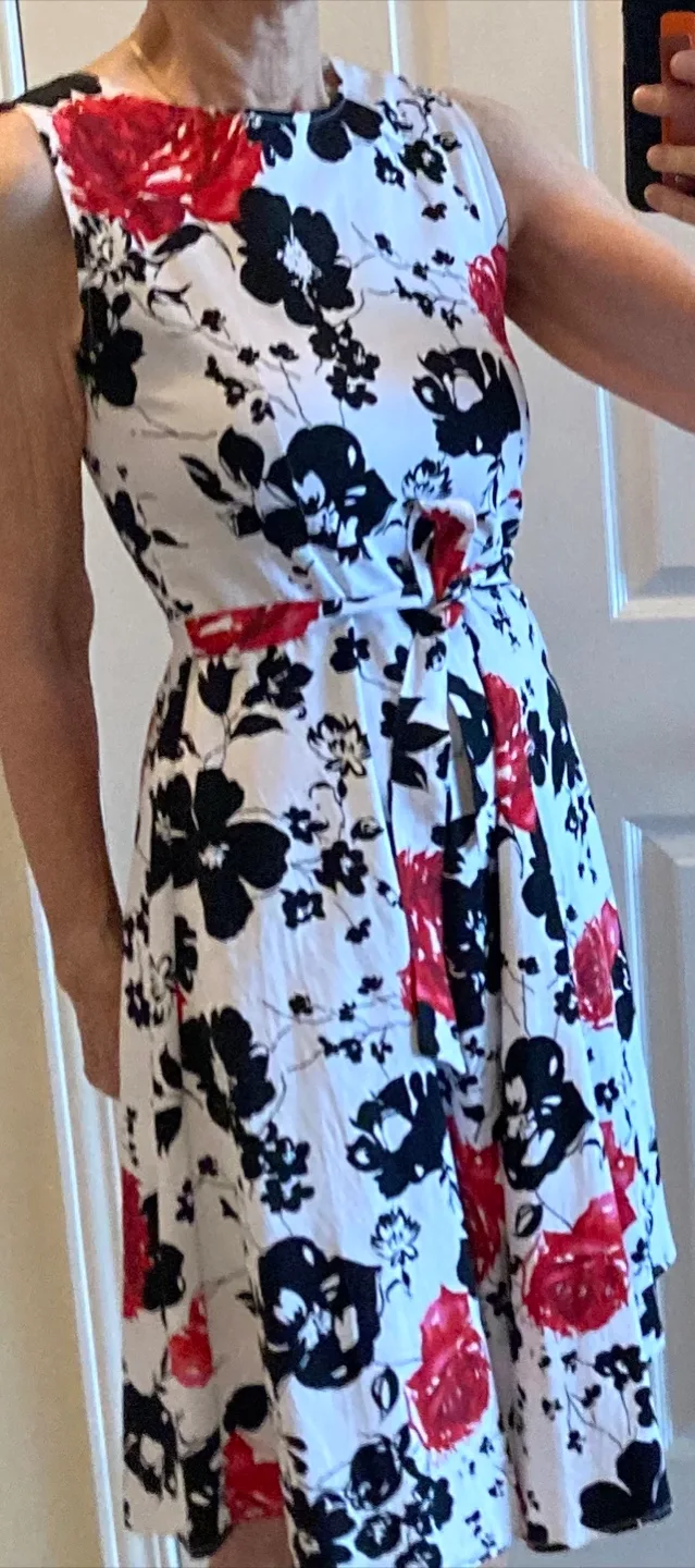 ✨Floral Sleeveless Dress - Red, Black, White image indicator(2)