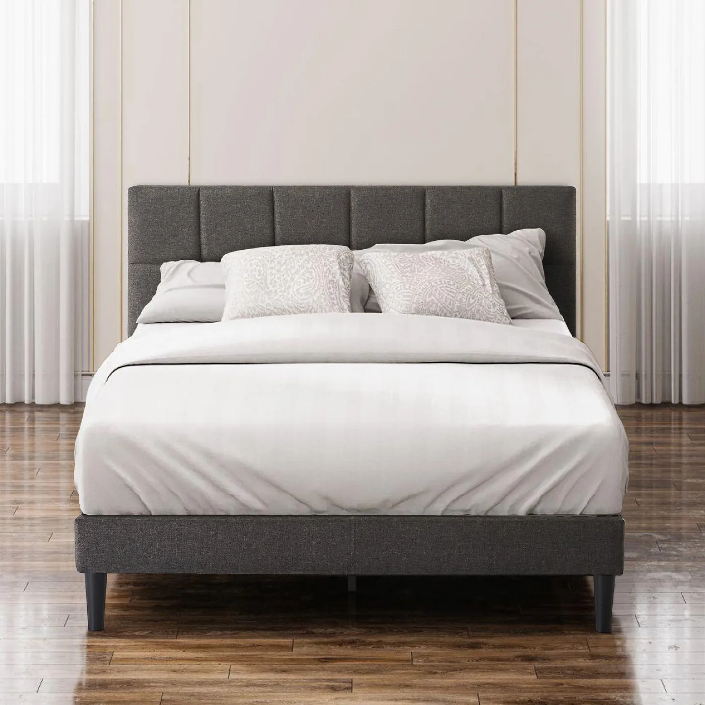 Upholstered Platform Bed Frame - Gray thumbnail