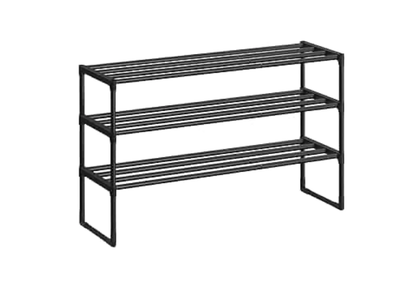 3-Tier Metal Shoe Rack - Black thumbnail