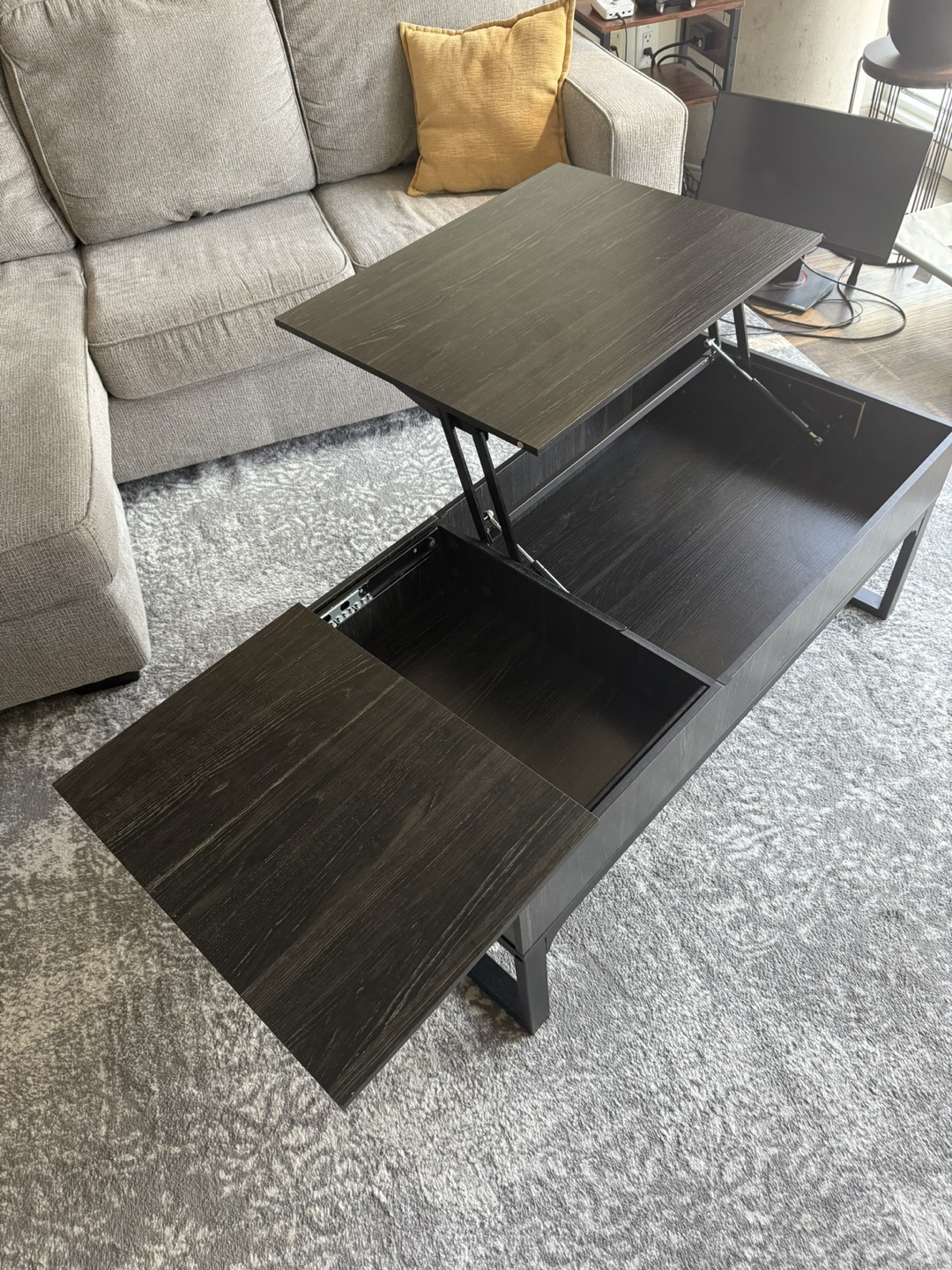 Lift Top Coffee Table - Dark Wood - photo 2
