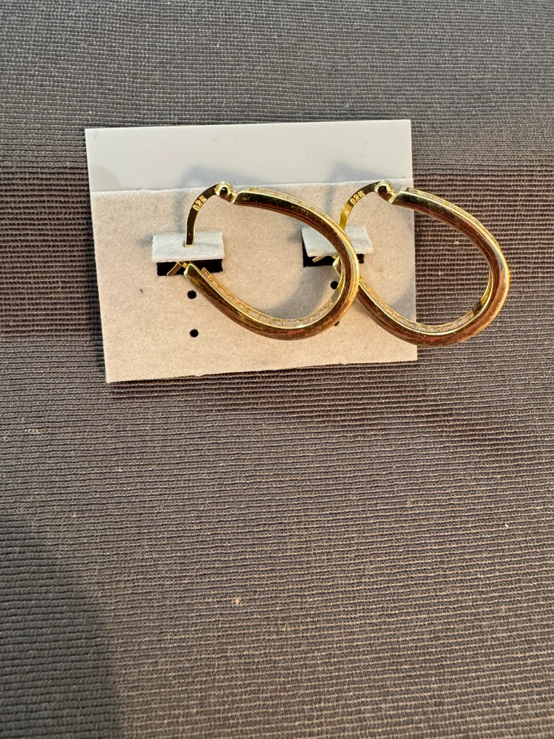 14k Gold/ 925 Sterling Silver CZ Clear Baguette Oval Hoops image indicator(5)