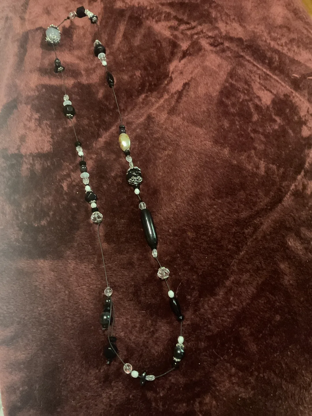 Beaded Necklace - Black and White thumbnail