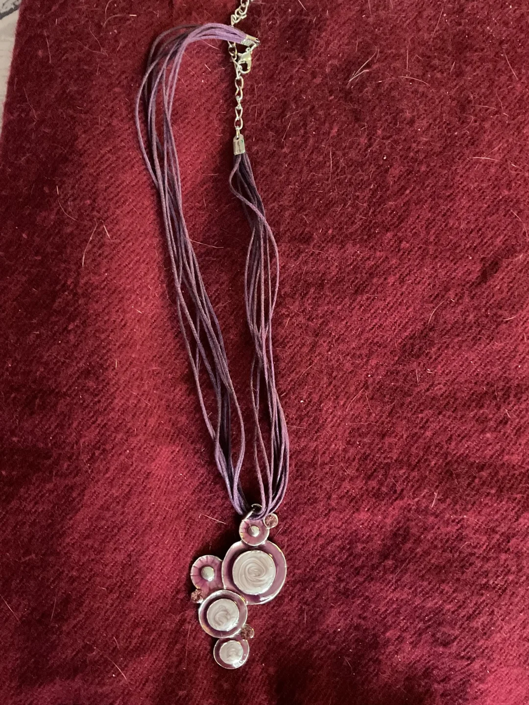 Purple Cord Necklace with Floral Pendant thumbnail