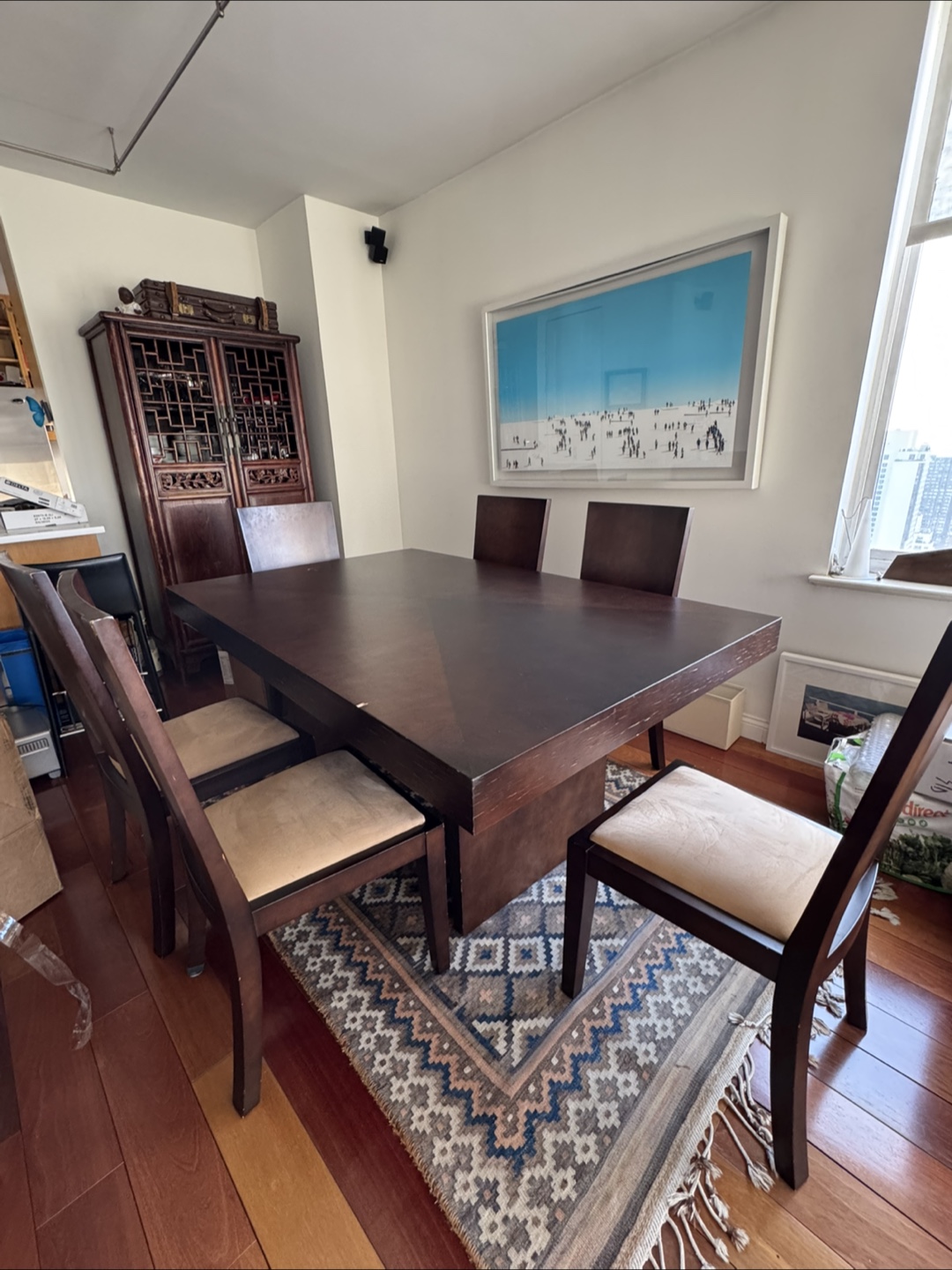 Dining Table with 6 Chairs - Dark Wood - photo 2