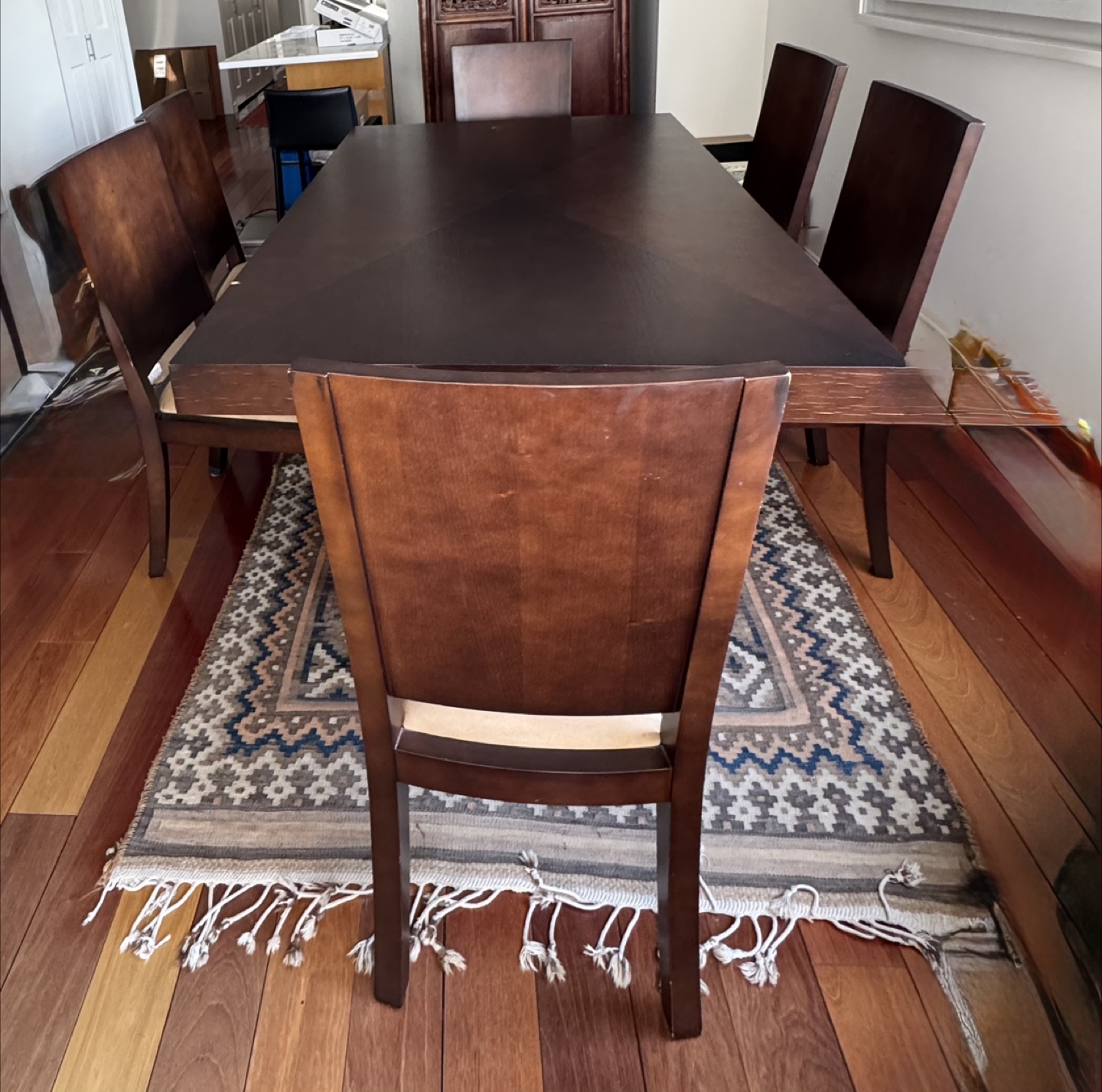 Dining Table with 6 Chairs - Dark Wood