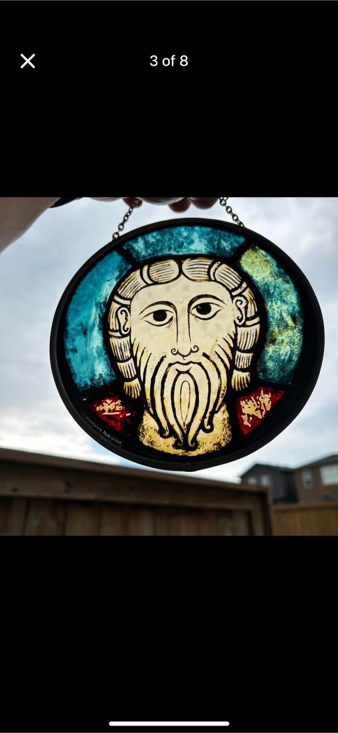 Vintage Stained Glass Panel – Medieval Style Glassmasters USA 6” - photo 2